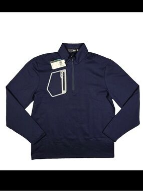 RLX Ralph Lauren Performance 1/4 Zip Luxury Mens Large Golf Pullover Navy Blue L